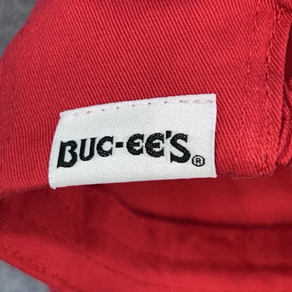 Buc-ee's Infant‎ Beaver Face Ball Cap Red Elastic Back UPF 50+ Cotton